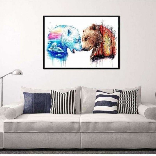 Volledige boor - 5D DIY Diamond Painting Kits Dream Kleurrijke herfst- en winterberen