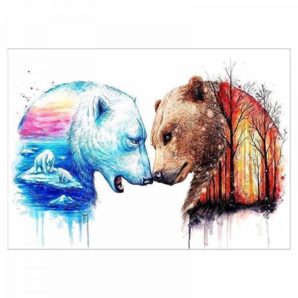 Volledige boor - 5D DIY Diamond Painting Kits Dream Kleurrijke herfst- en winterberen