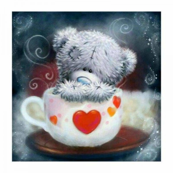 Volledige boor - 5D DIY Diamond Painting Kits Cartoon schattige beer Cup