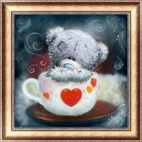 Volledige boor - 5D DIY Diamond Painting Kits Cartoon schattige beer Cup
