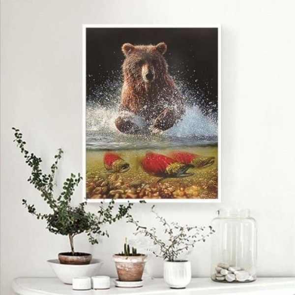 Volledige boor - 5D DIY Diamond Painting Kits Bear Running In The River