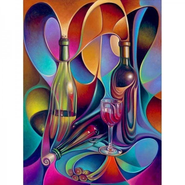 Volledige boor - 5D DIY Diamond Painting Kits Kleurrijke abstracte fles