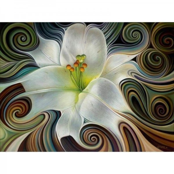 Moderne kunst wit abstract bloemenpatroon volledige boor - 5D Diy Diamond Painting Kits VM79864