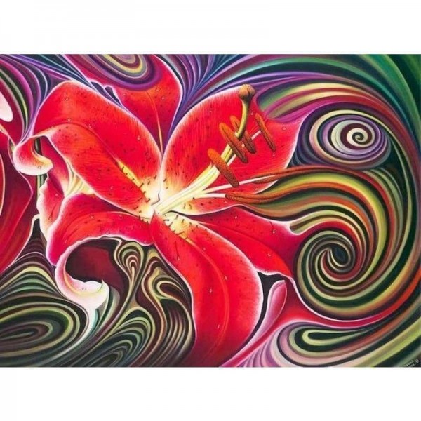 Moderne kunst Rode abstracte bloemenpatroon volledige boor - 5D Diy Diamond Painting Kits VM7863