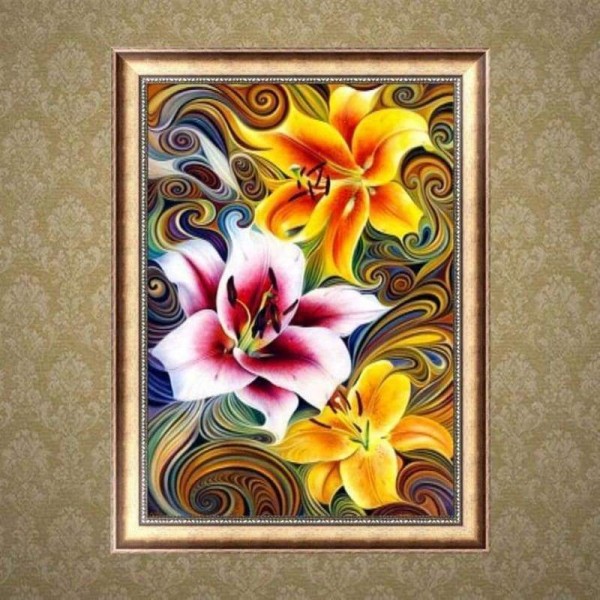 Moderne kunst Kleurrijk abstract bloemenpatroon Volledige boor - 5D Diy Diamond Painting Kits VM71861