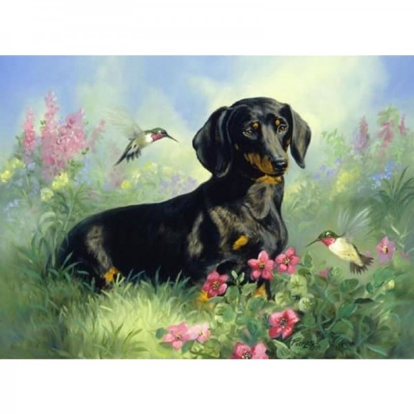 DIY Diamond Painting - Honden en bloemen PIX-139