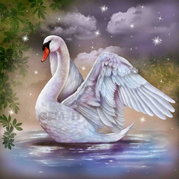 DOUBLE Swan - Full Vorm steentjes Diamond Painting -