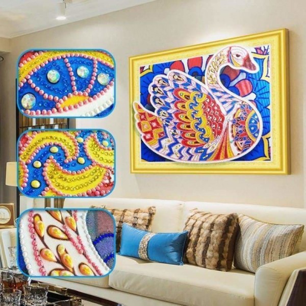 Kleurrijke abstracten zwanen