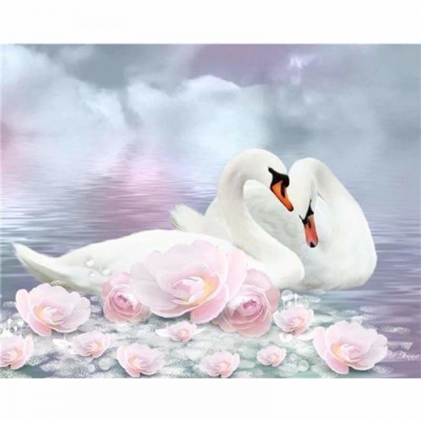 DOUBLE Dream White Elegant Swan Lover Full Vorm steentjes - 5D Diamond Painting and Decorating VM1511