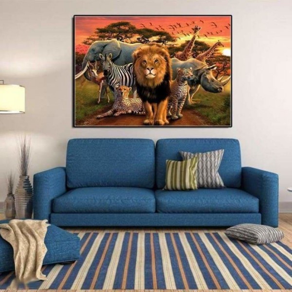 Wilde dieren in de zonsondergang