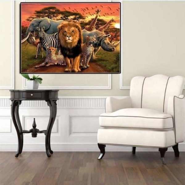 Wilde dieren in de zonsondergang