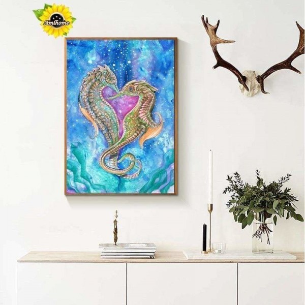 Volledige boor - 5D DIY Diamond Painting Kits Visional Loving Seahorse