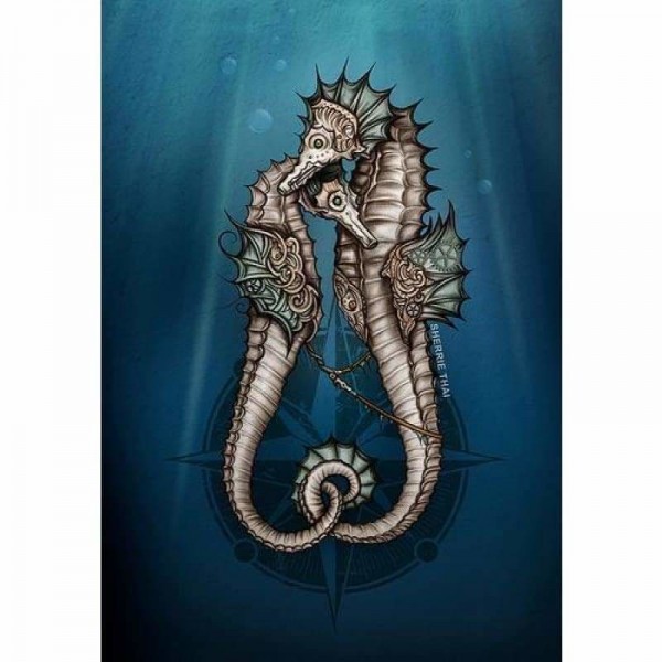 Volledige boor - 5D DIY Diamond Painting Kits Fantasy Cartoon Seahorse Loving in the Sea