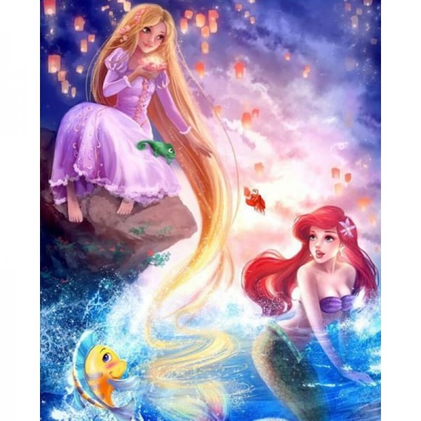 Cartoon van princessen in de zee