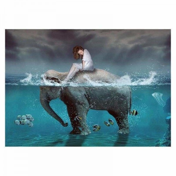 Volledige boor - 5D DIY Diamond Painting Kits Fantasy Beauty en Elephant in the Sea