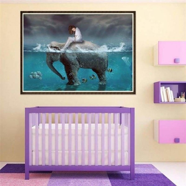 Volledige boor - 5D DIY Diamond Painting Kits Fantasy Beauty en Elephant in the Sea