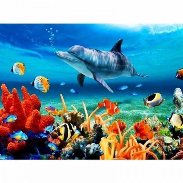 Volledige boor - 5D Diamond Painting Kits Dolphin Fish Home in the Sea