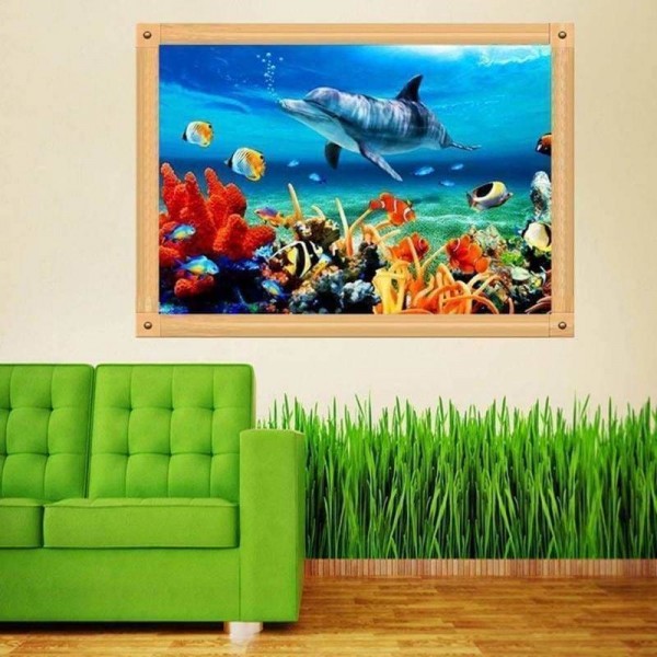 Volledige boor - 5D Diamond Painting Kits Dolphin Fish Home in the Sea