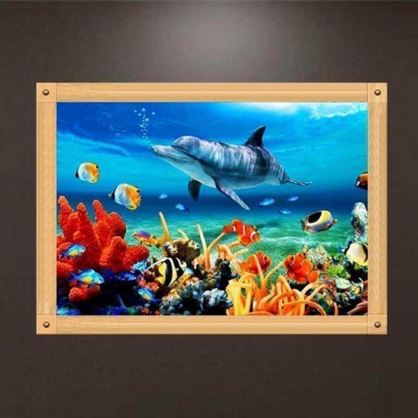 Volledige boor - 5D Diamond Painting Kits Dolphin Fish Home in the Sea