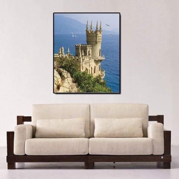 Landschap Seaside Castle Volledige boor - 5D Diamond Painting Kits QB52381