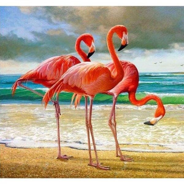 Volledige boor - 5D Diamond Painting Kits Flamingo's aan zee