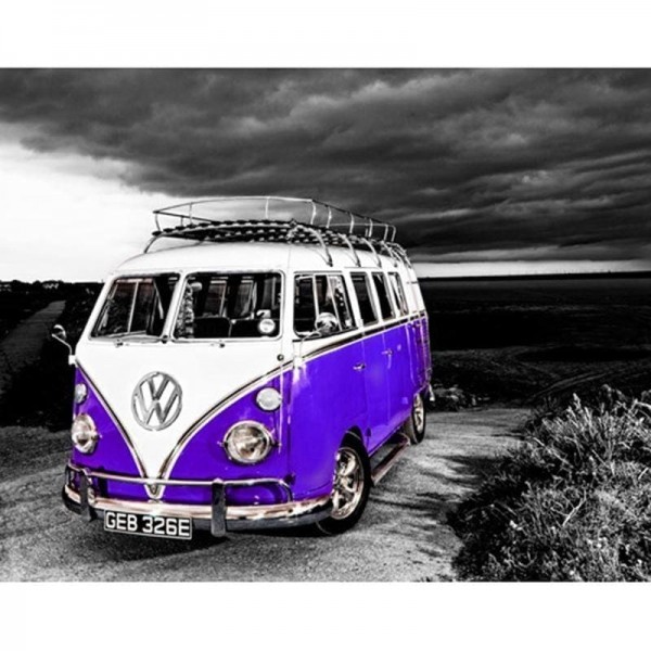 Volledige boor - 5D DIY Diamond Painting Kits Seaside Blue Bus