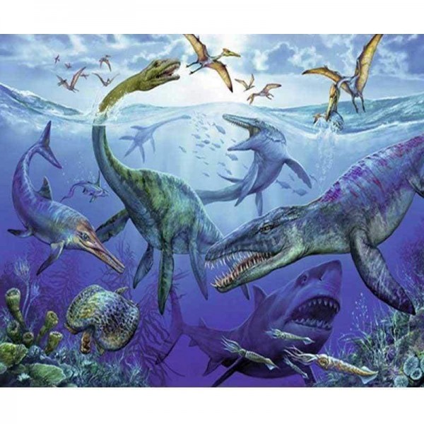 Volledige boor - 5D DIY Diamond Painting Kits Fierce Shark Dinosaur in the Sea