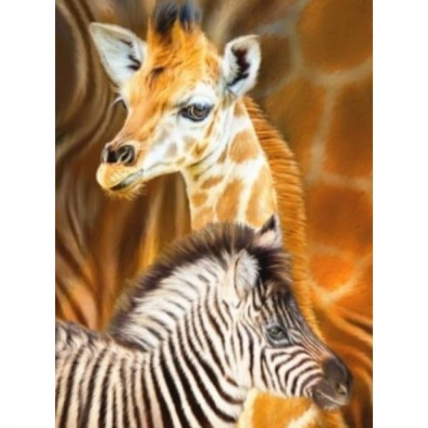 Giraffe en zebra