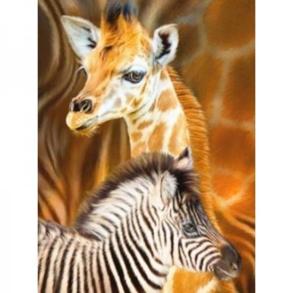 Giraffe en zebra- volledige boor diamant schilderij-