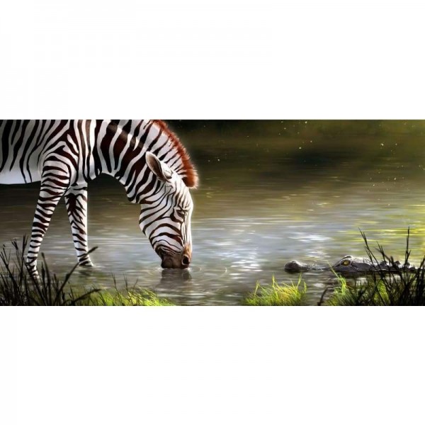 Zebra en krokodil- volledige boor diamant schilderij-