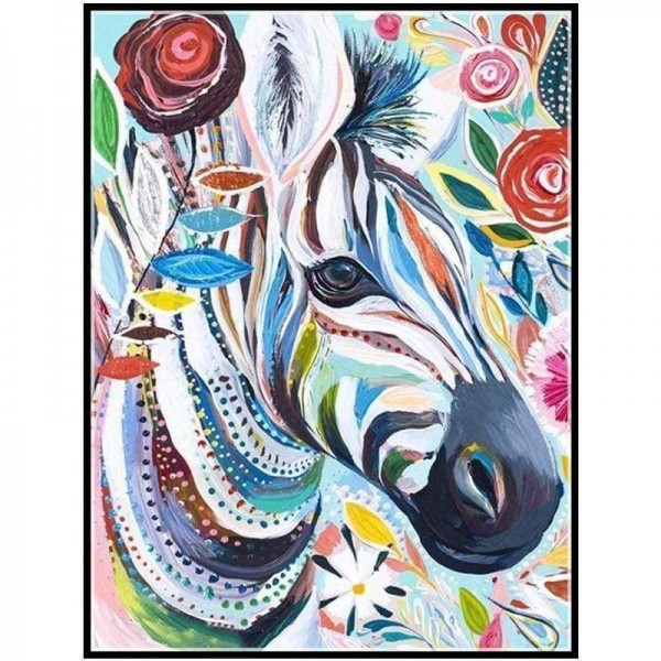 Volledige boor - 5D DIY Diamond Painting Kits Cartoon kleurrijke Zebra