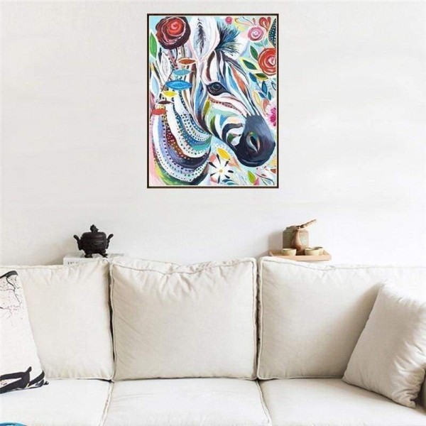 Volledige boor - 5D DIY Diamond Painting Kits Cartoon kleurrijke Zebra