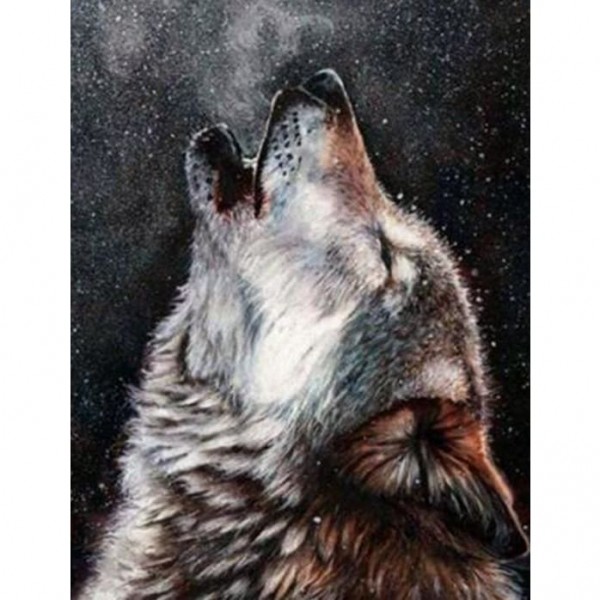 Huilende wolf in de nacht