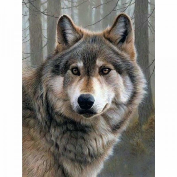 DOUBLE Lone Wolf- Full Vorm steentjes Diamond Painting -