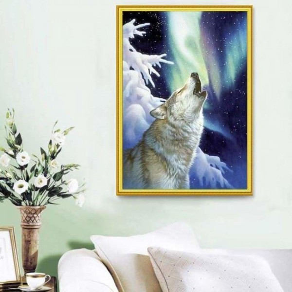 Wolf in het noorderlicht