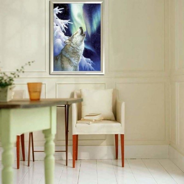 Wolf in het noorderlicht