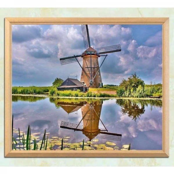 Volledige boor - 5D DIY Diamond Painting Kits Cartoon windmolenscène
