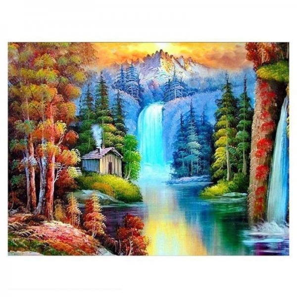 Volledige boor - 5D DIY Diamond Painting Kits Prachtige fascinerende boswaterval
