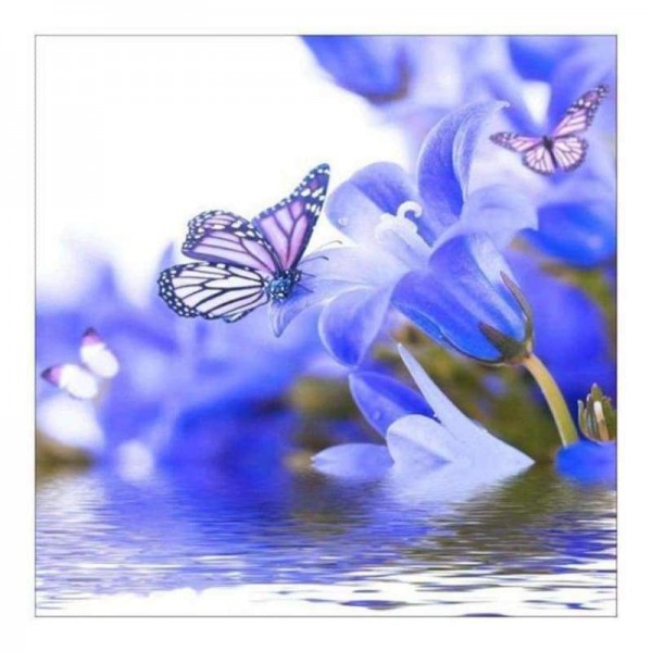 Volledige boor - 5D DIY Diamond Painting Kits Blue Flowers Butterfly