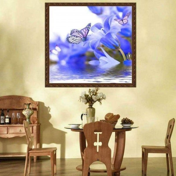 Volledige boor - 5D DIY Diamond Painting Kits Blue Flowers Butterfly