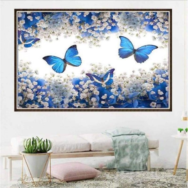 Moderne kunst blauwe vlinder muur decor volledige boor - 5D diy diamant schilderij kits