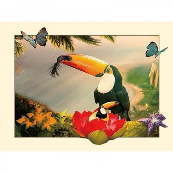Volledige boor - 5D DIY Diamond Painting Kits Cartoon Cute Bird Butterfly