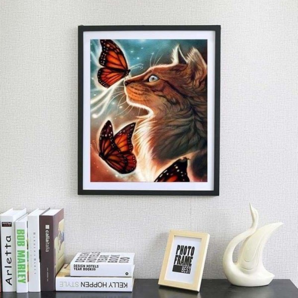 Volledige boor - 5D DIY Diamond Painting Kits Cartoon Dream Cat and Butterfly