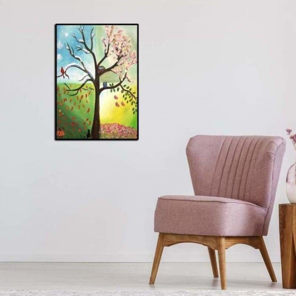 DOUBLE Full Vorm steentjes - 5D DIY Diamond Painting Kits Dream Lovely Four Seasons Tree