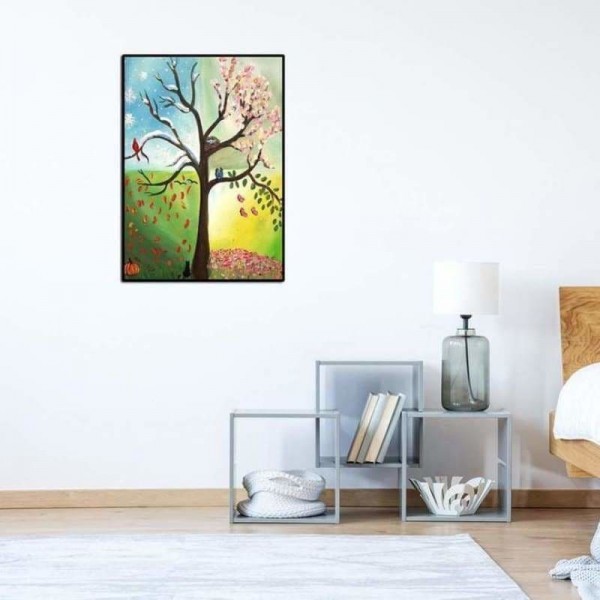 DOUBLE Full Vorm steentjes - 5D DIY Diamond Painting Kits Dream Lovely Four Seasons Tree
