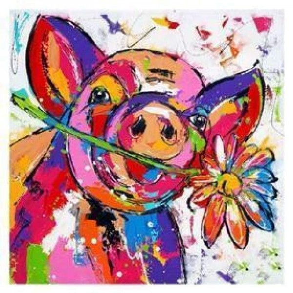 Volledige boor - 5D DIY Diamond Painting Kits Kleurrijke Cartoon Flower Pig