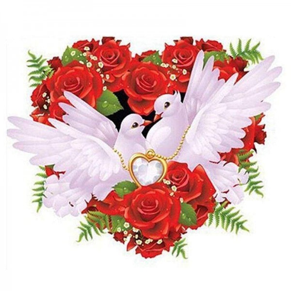 Volledige boor - 5D DIY Diamond Painting Kits White Pigeons' Love