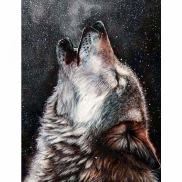 Huilende Wolf - Volledige boor diamant schilderij -