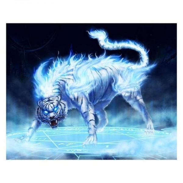 Volledige boor - 5D DIY Diamond Painting Kits Cartoon Dream Animal Roaring Tiger