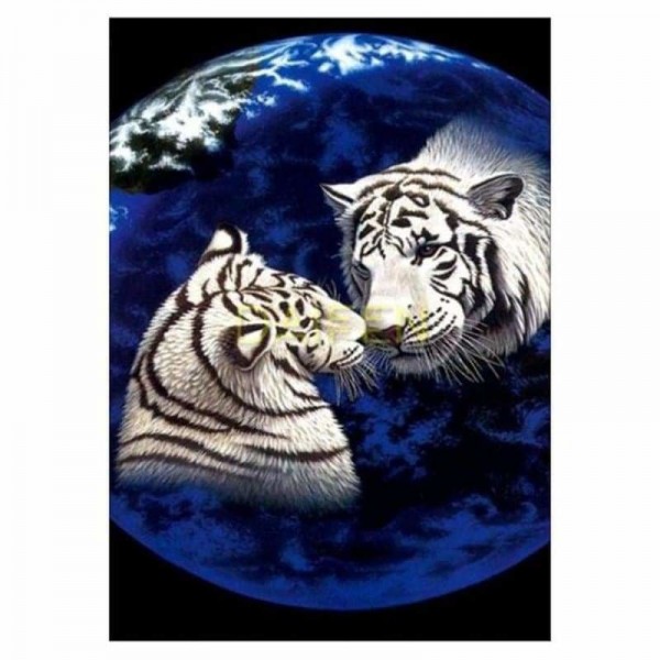 Volledige boor - 5D DIY Diamond Painting Kits Cartoon Dream Animal Loving Tigers